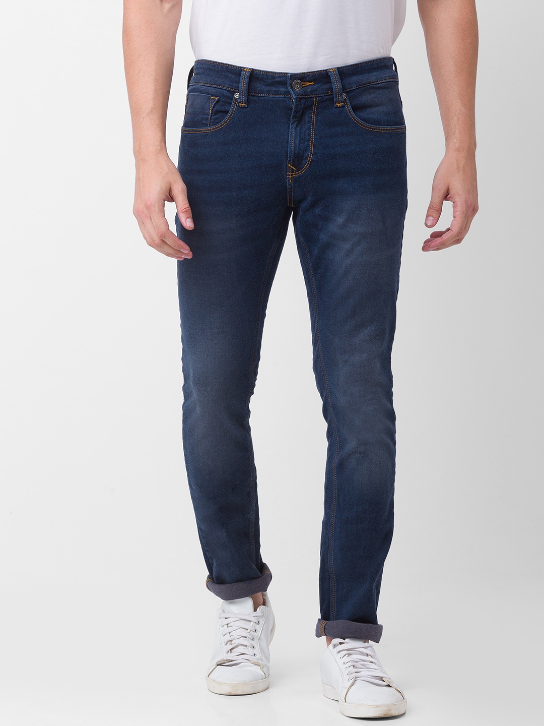 

SPYKAR Men Slim Fit Low-Rise Light Fade Stretchable Jeans, Blue