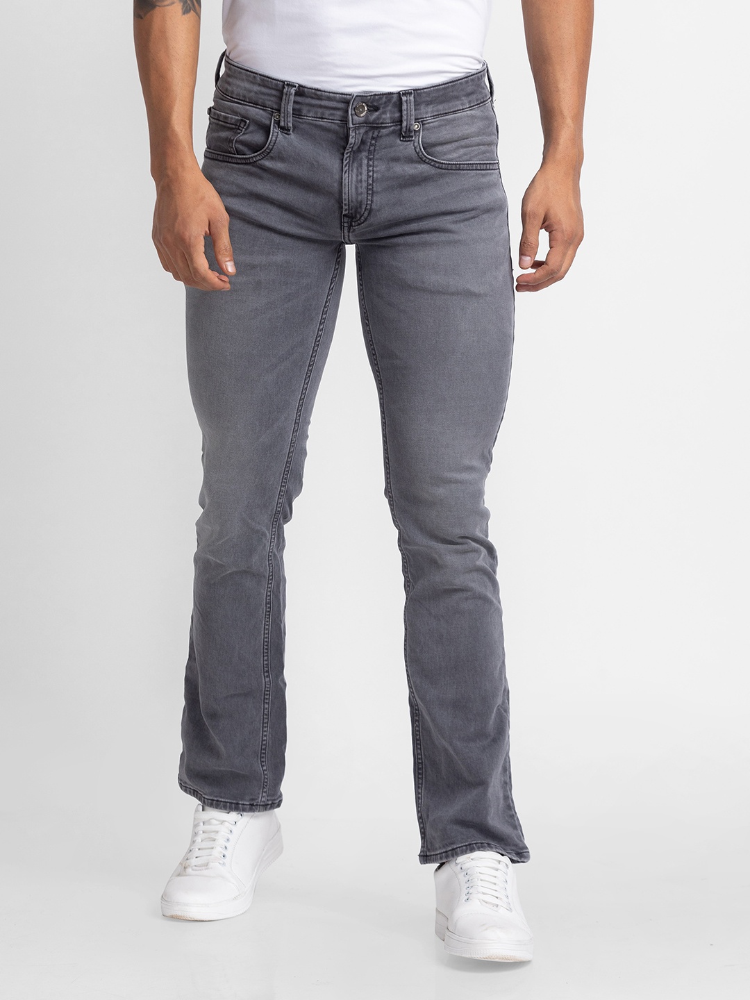 

SPYKAR Men Rafter Bootcut Light Fade Stretchable Jeans, Grey