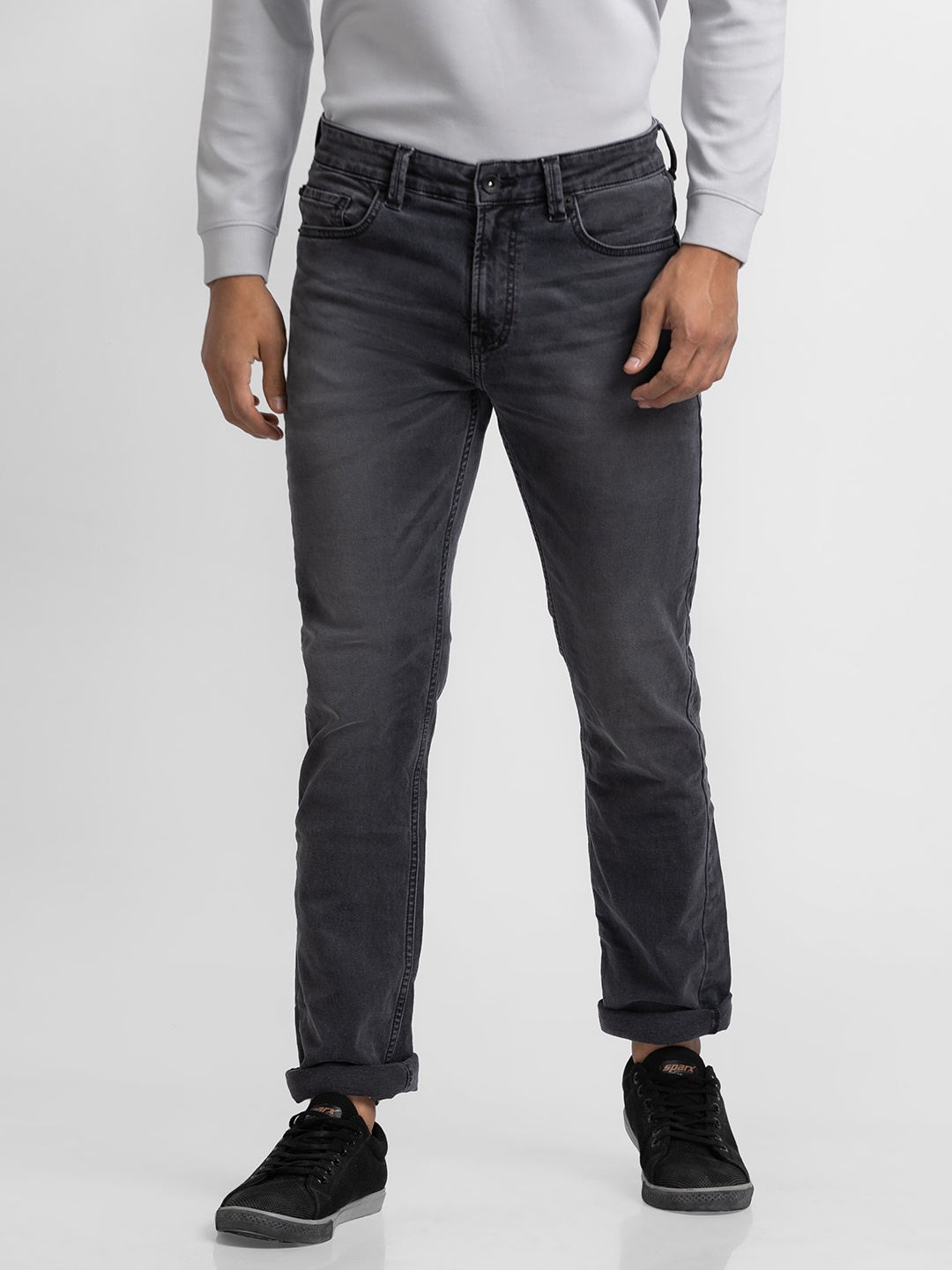 

SPYKAR Men Comfort Straight Fit Light Fade Stretchable Jeans, Grey