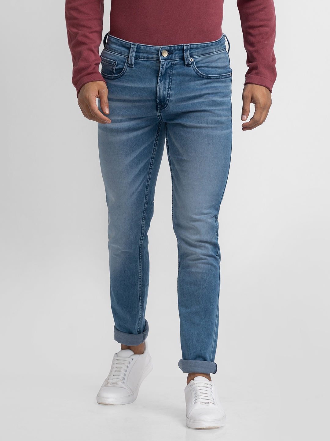 

SPYKAR Men Ricardo Straight Fit Heavy Fade Stretchable Jeans, Blue