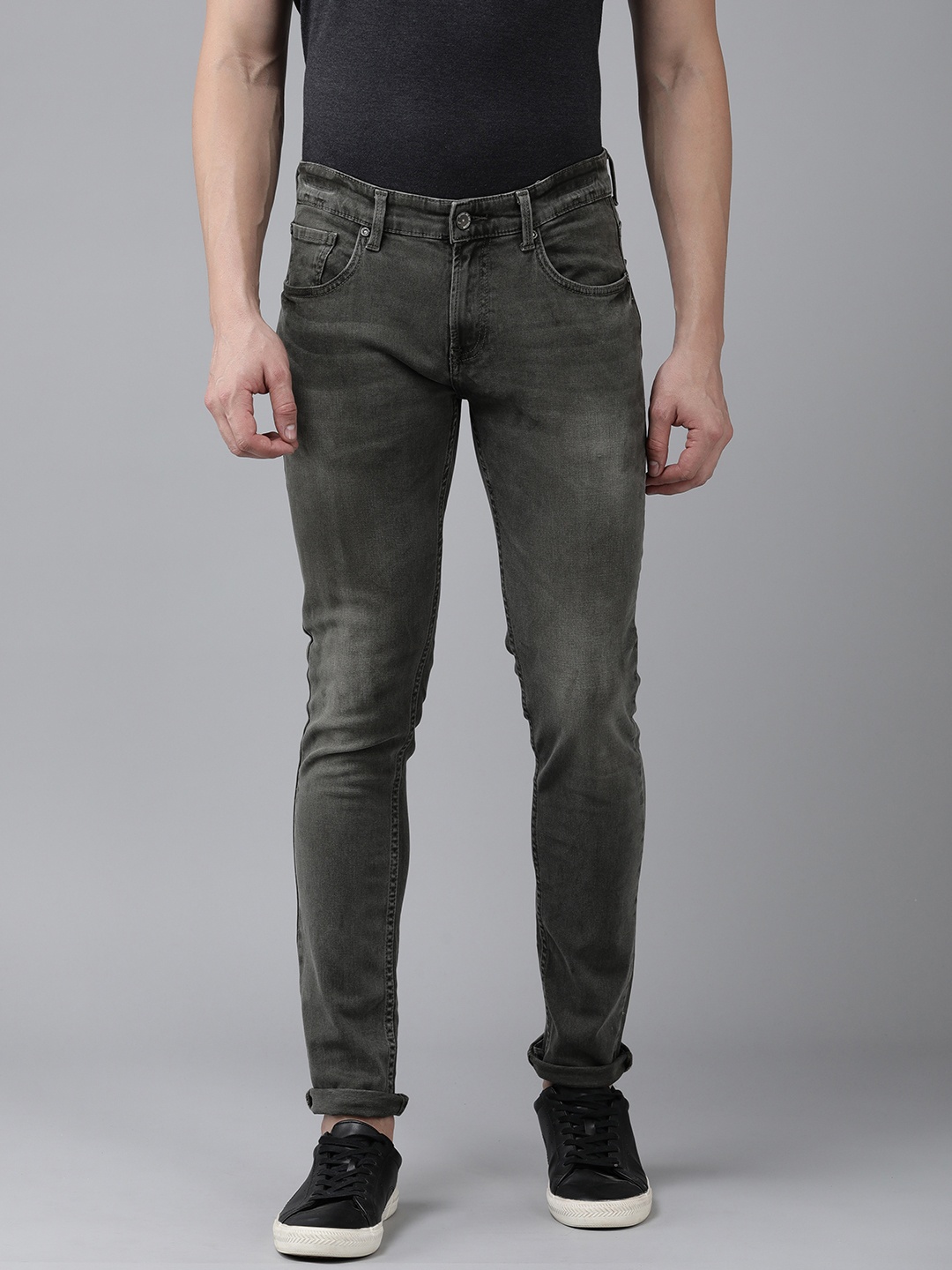 

SPYKAR Men Slim Fit Low-Rise Heavy Fade Stretchable Jeans, Grey