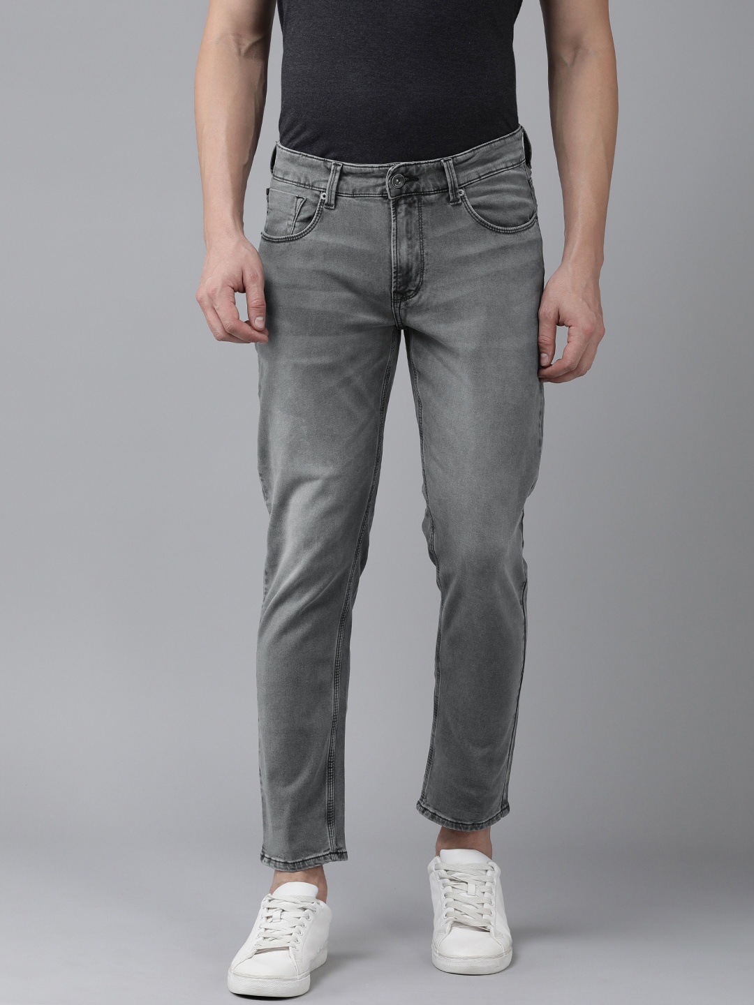 

SPYKAR Men Rovers Low-Rise Regular Fit Light Fade Stretchable Jeans, Grey