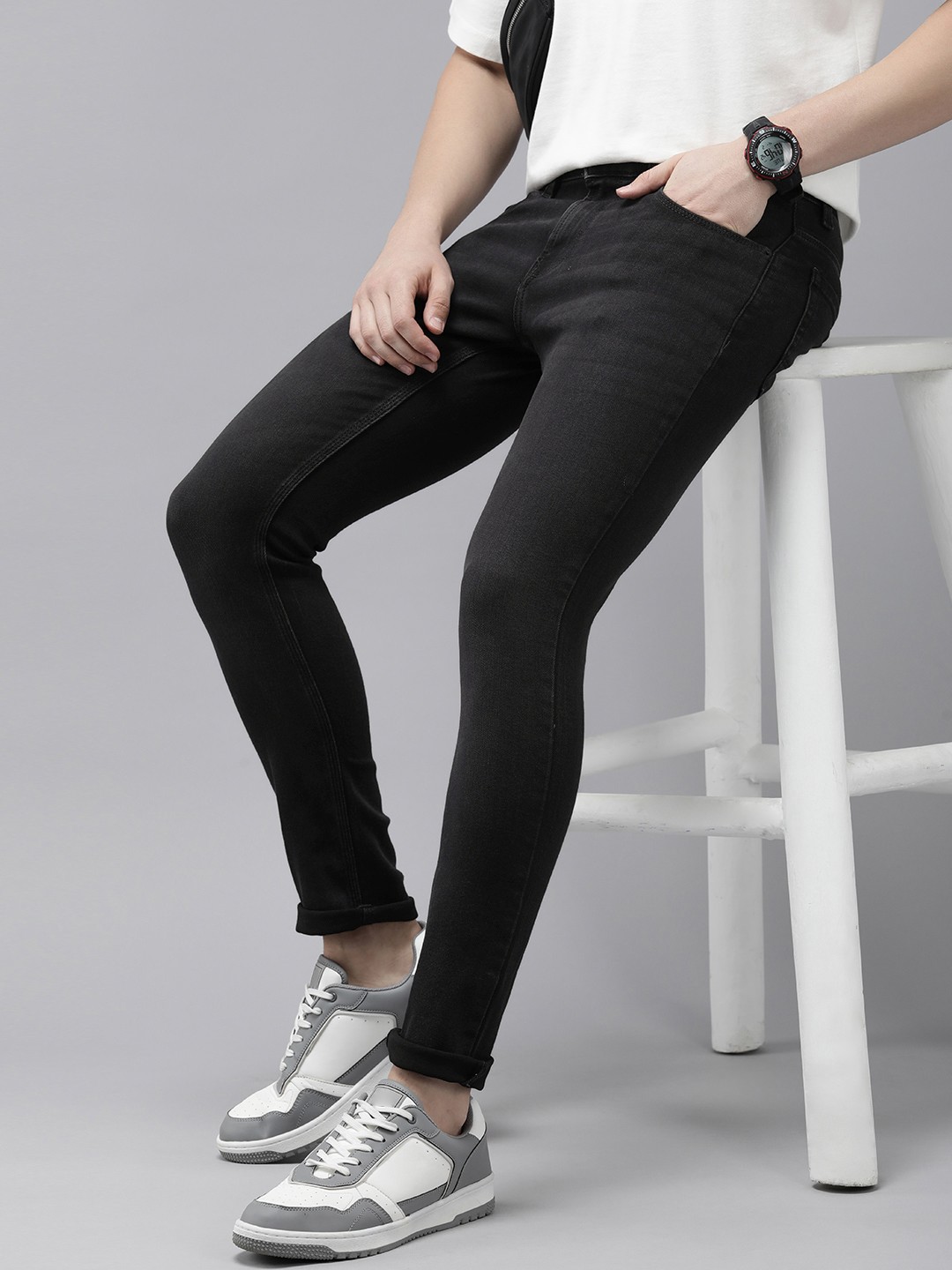 

SPYKAR Men Super Skinny Fit Low-Rise Light Fade Stretchable Jeans, Black