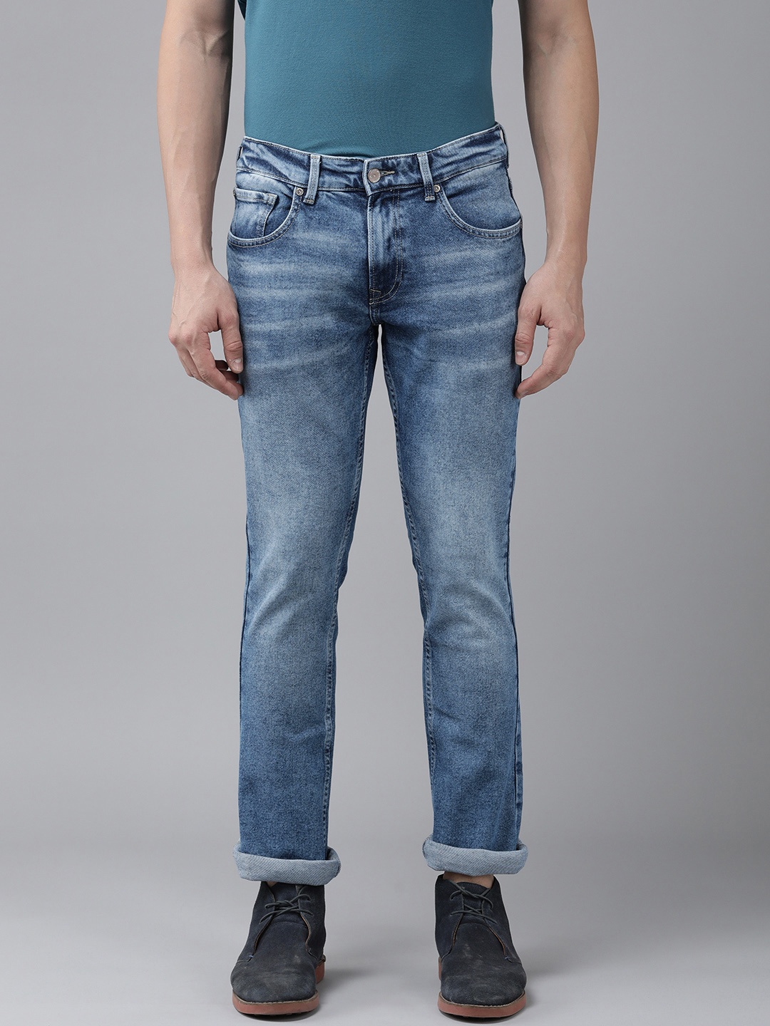 

SPYKAR Men Bootcut Low-Rise Stretchable Jeans, Blue