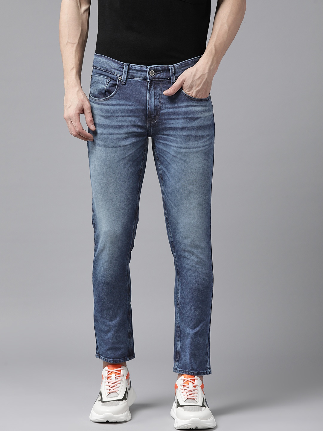 

SPYKAR Men Skinny Fit Low-Rise Light Fade Stretchable Jeans, Blue
