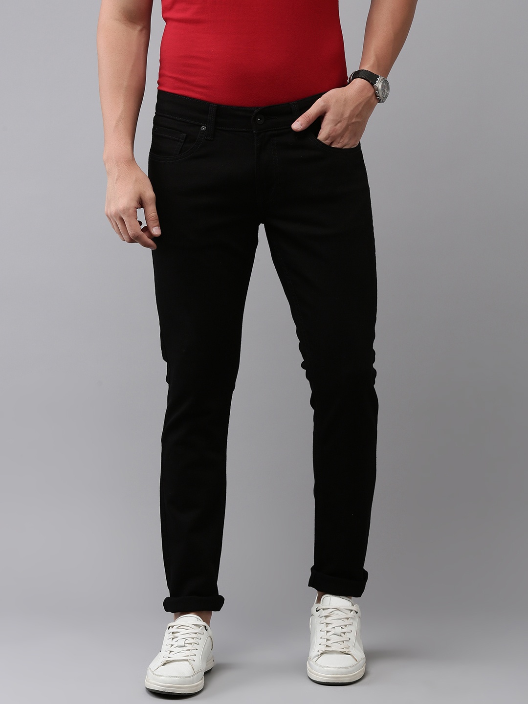 

SPYKAR Men Slim Fit Low-Rise Stretchable Jeans, Black