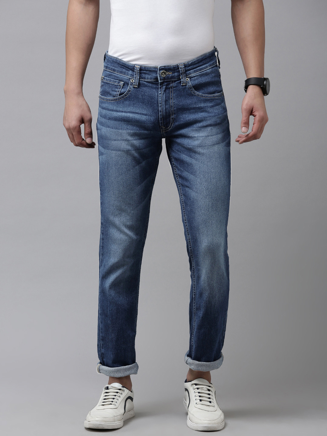 

SPYKAR Men Regular Fit Heavy Fade Stretchable Jeans, Blue