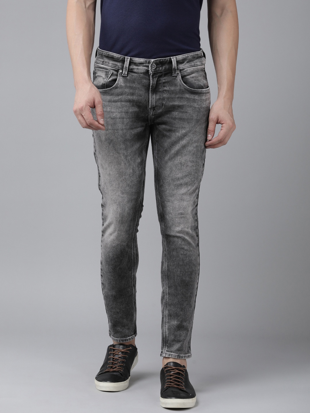 

SPYKAR Men Slim Fit Heavy Fade Acid Wash Stretchable Jeans, Grey