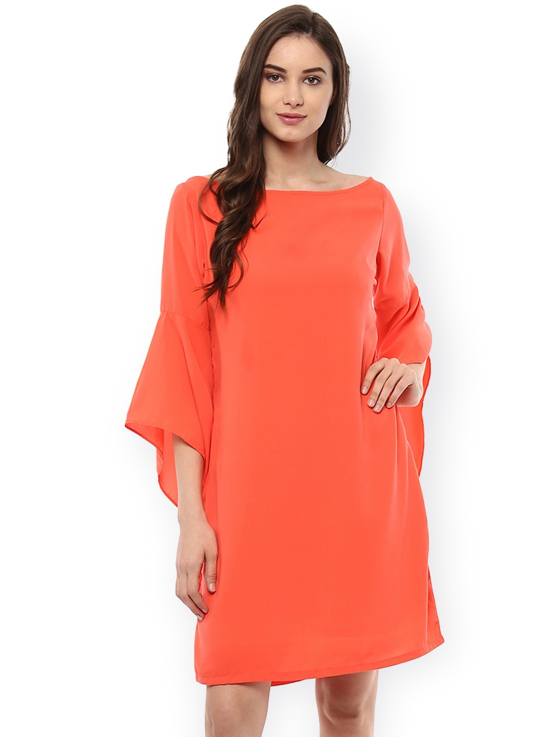 

Zima Leto Women Orange Solid A-Line Dress