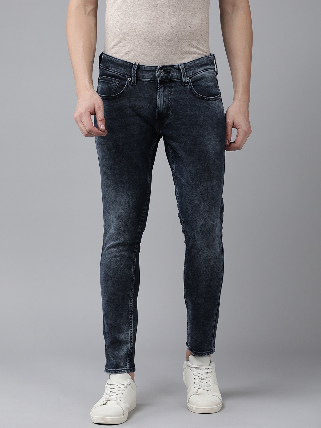 

SPYKAR Men Kano Slim Fit Heavy Fade Stretchable Jeans, Blue