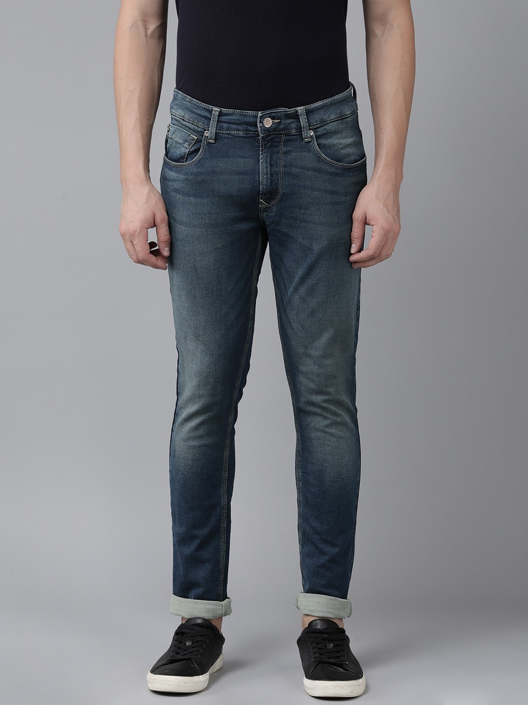 

SPYKAR Men Slim Fit Low-Rise Heavy Fade Stretchable Jeans, Blue