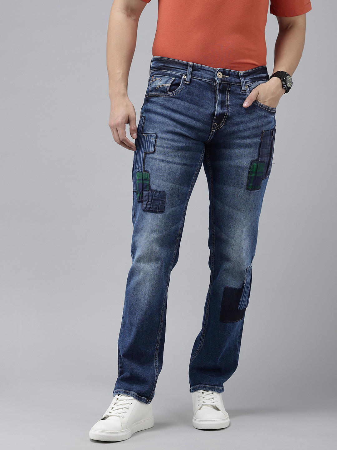

SPYKAR Men Ricardo Straight Fit Heavy Fade Stretchable Jeans, Blue