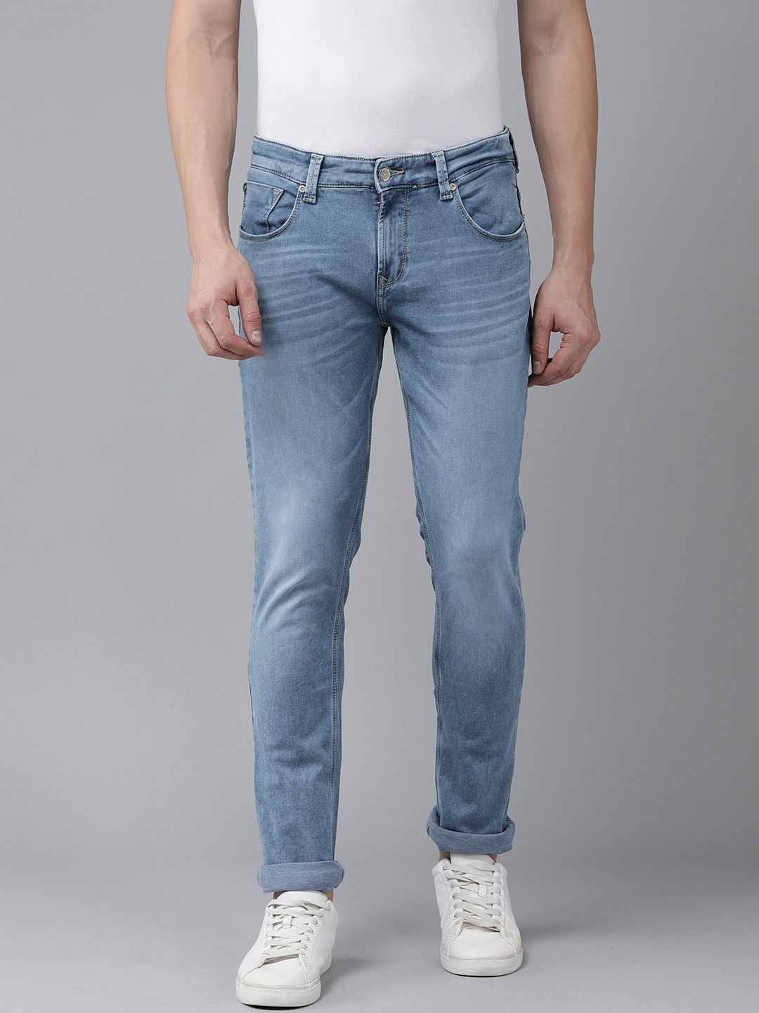

SPYKAR Men Skinny Slim Fit Low-Rise Light Fade Stretchable Jeans, Blue