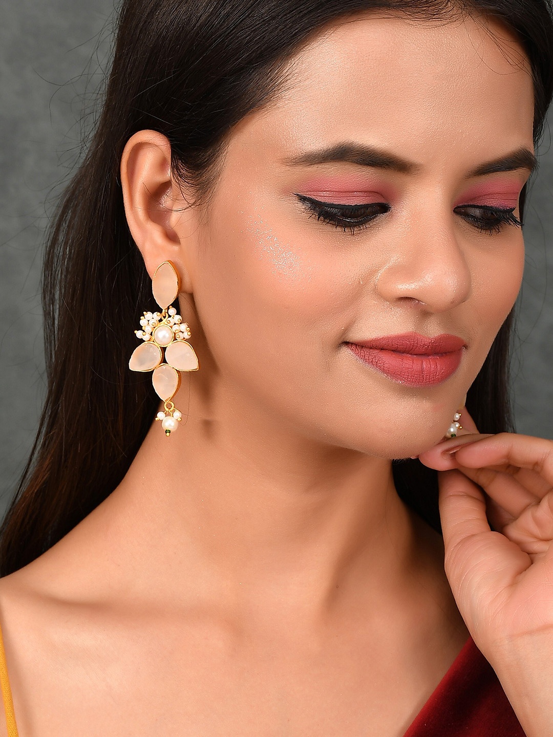 

Silvermerc Designs Gold-Toned Contemporary Drop Earrings