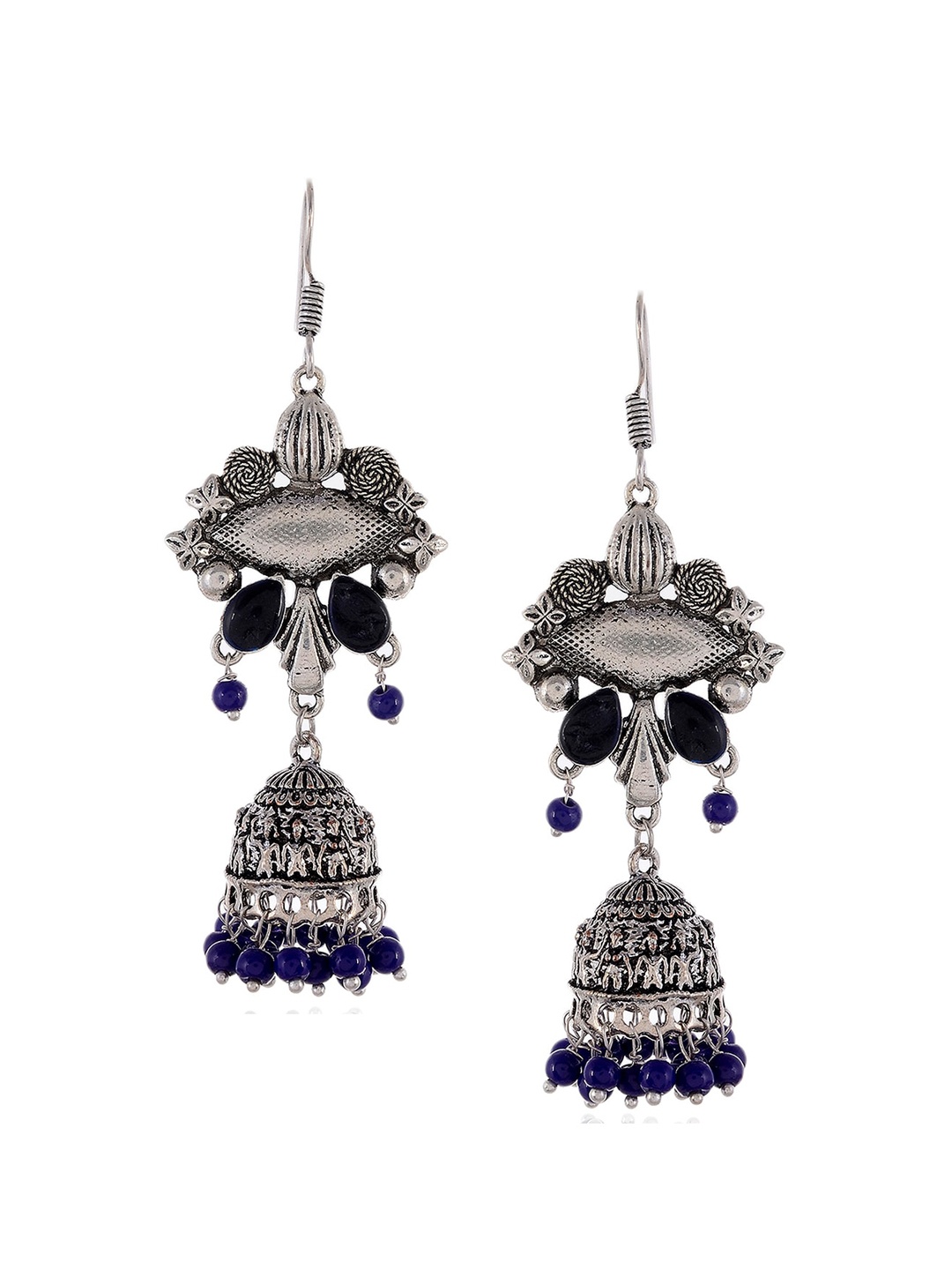 

Silvermerc Designs Silver-Toned Classic Jhumkas Earrings