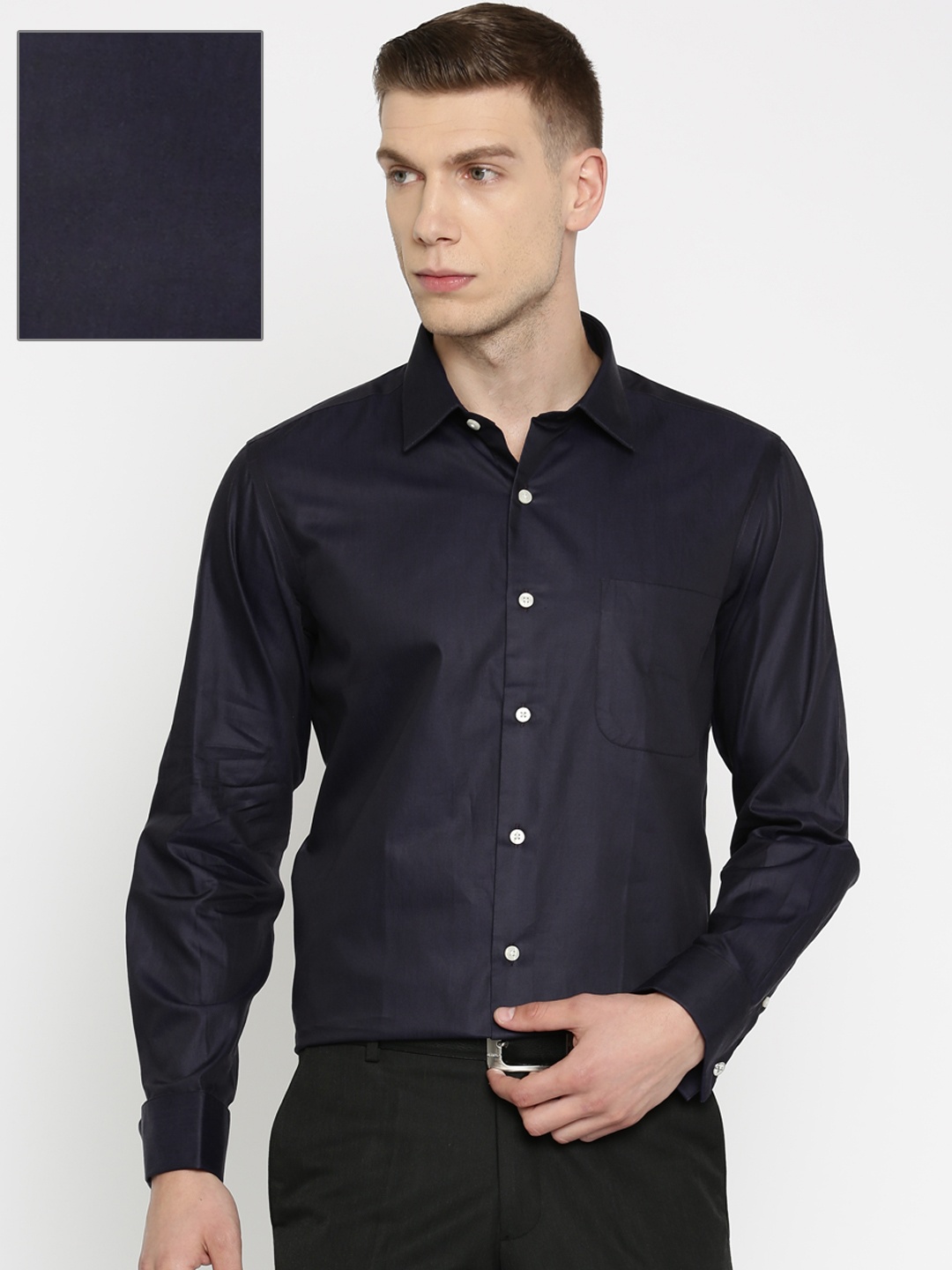 

Arrow Men Navy Solid Regular Fit Formal Shirt, Navy blue