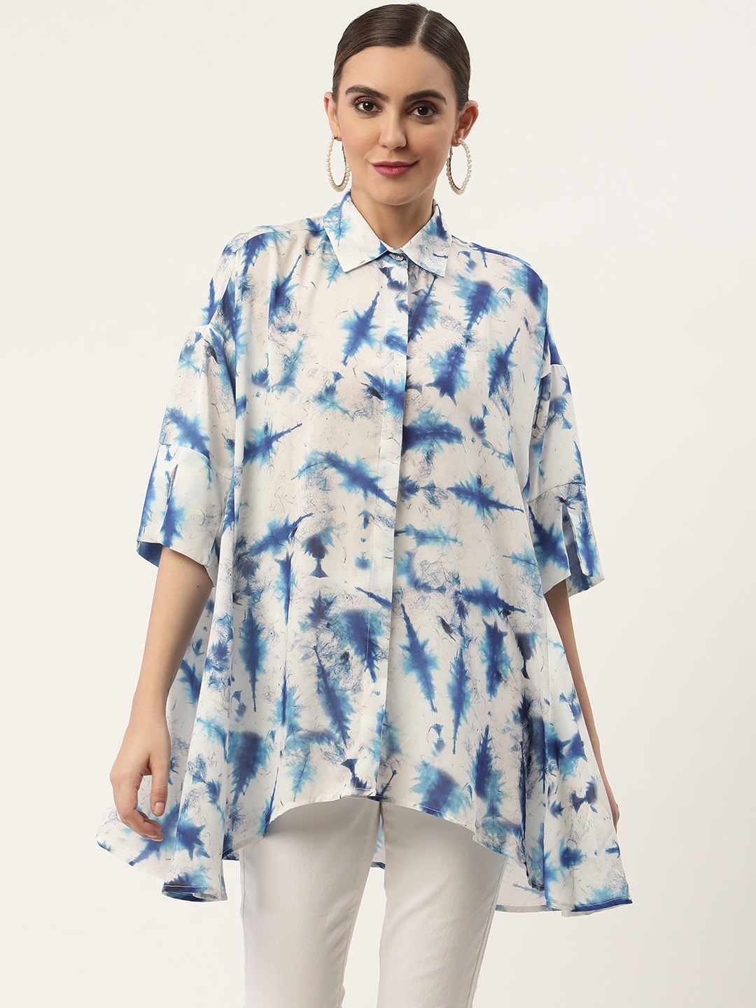 

CHIQUE Women Georgette Batik Print Casual Shirt, Blue