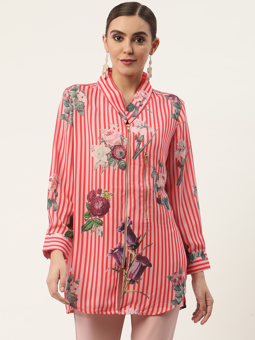 

CHIQUE Women Pink Floral Printed Casual Shirt