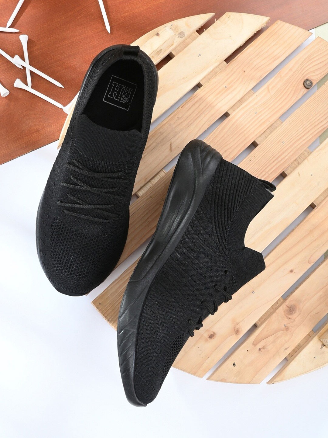 

Mast & Harbour Men Black Mesh Walking Shoes