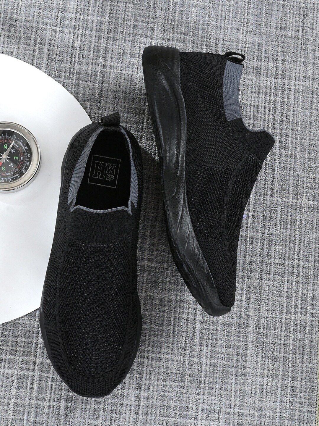 

Mast & Harbour Men Black Mesh Walking Shoes