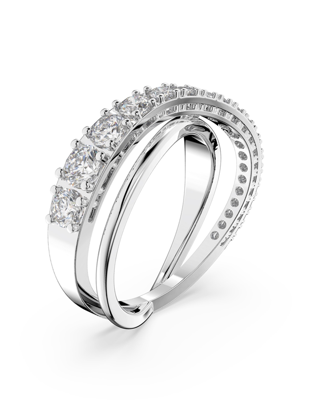 

SWAROVSKI Rhodium-Plated Silver-Toned Studded Finger Ring