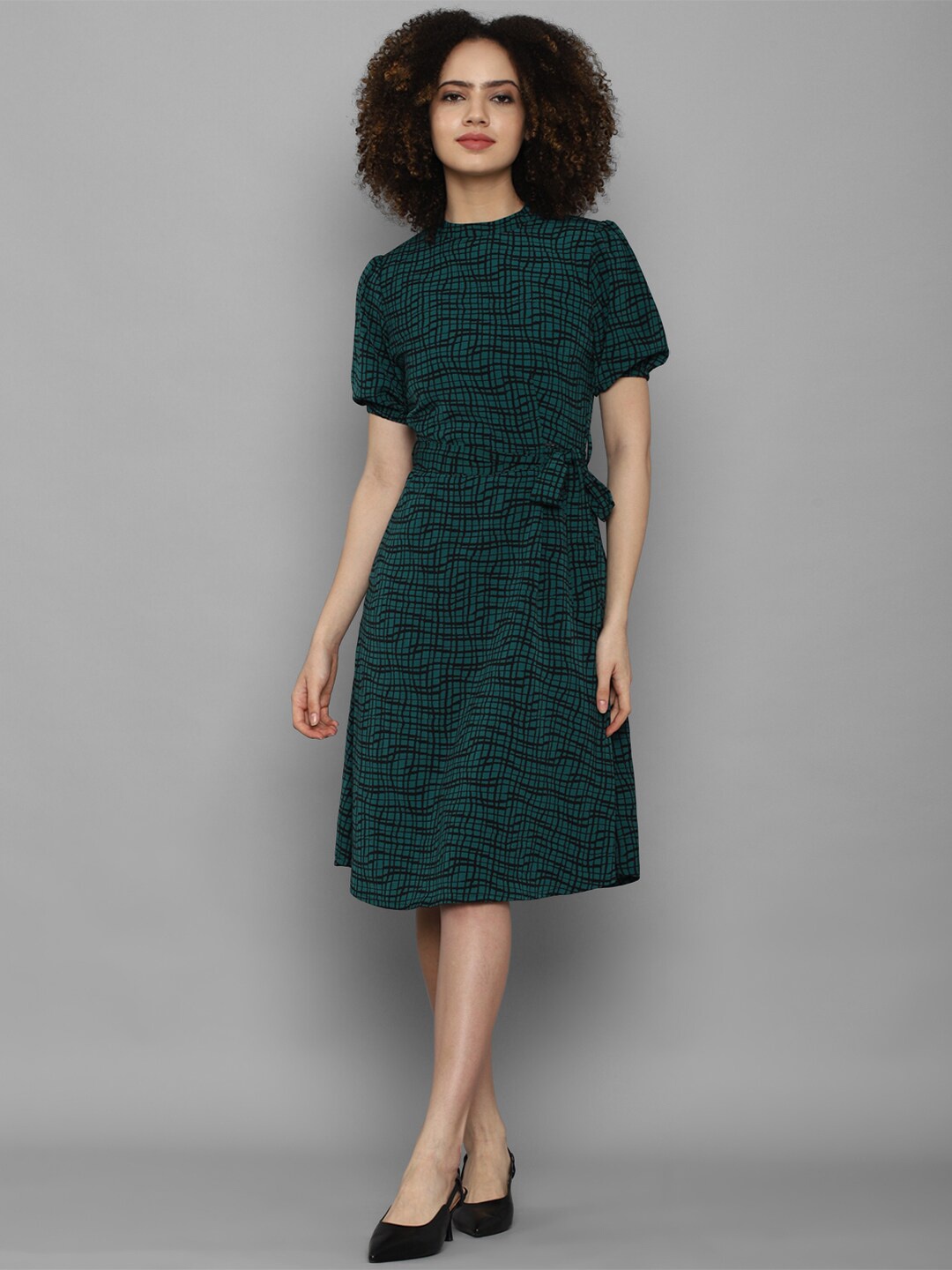 

Allen Solly Woman Green & Black A-Line Midi Dress