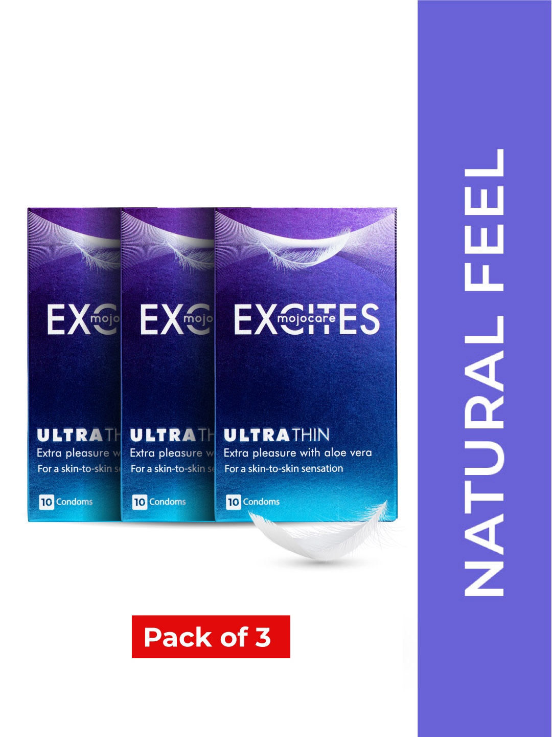 

Mojocare Men Set of 3 Excites Ultra Thin Condoms - 10 Pcs each, Blue