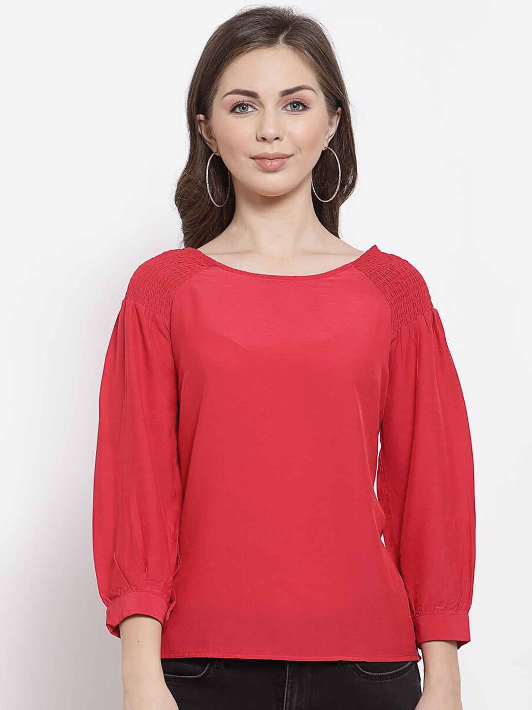 

Mafadeny Women Solid Red Top