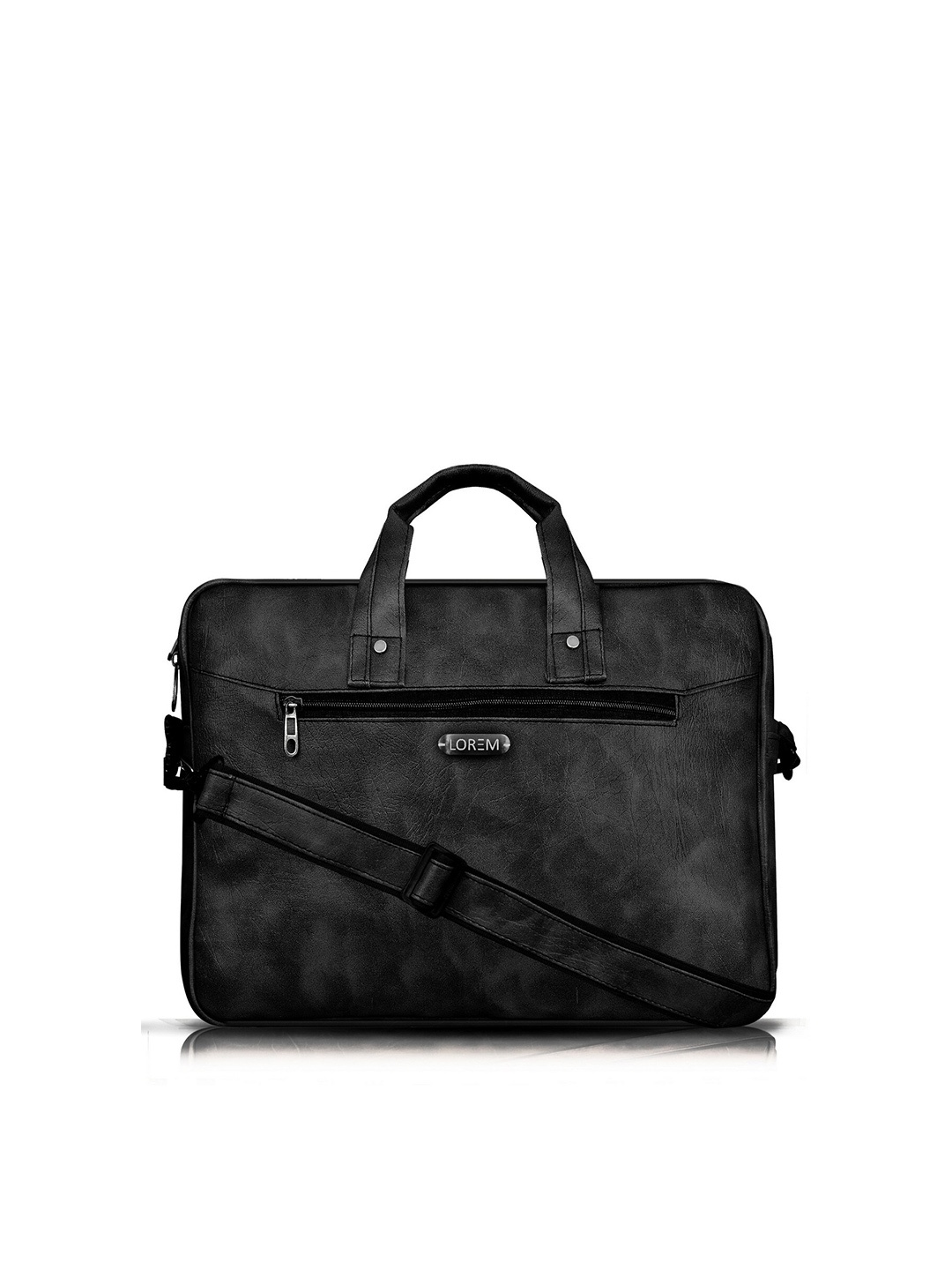 

LOREM Unisex Black Textured Messenger Bag