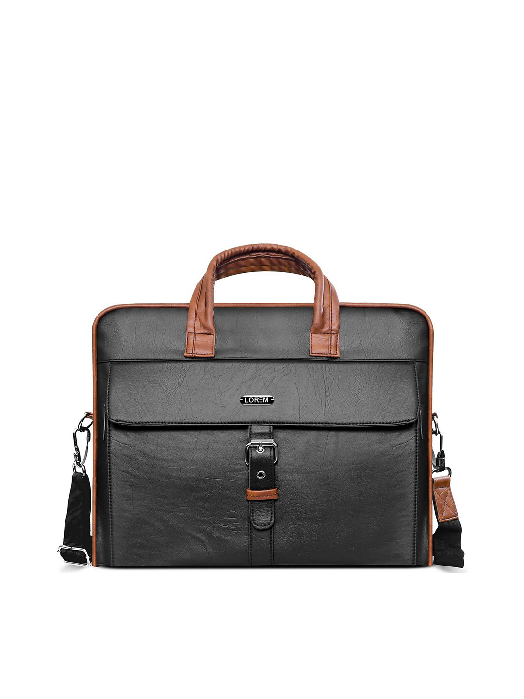 

LOREM Men Black Textured Messenger Bag