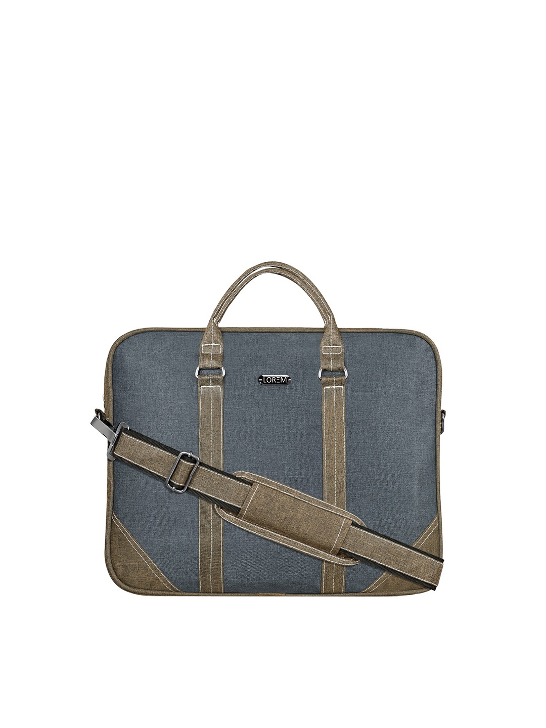 

LOREM Unisex Grey & Brown Textured Messenger Bag