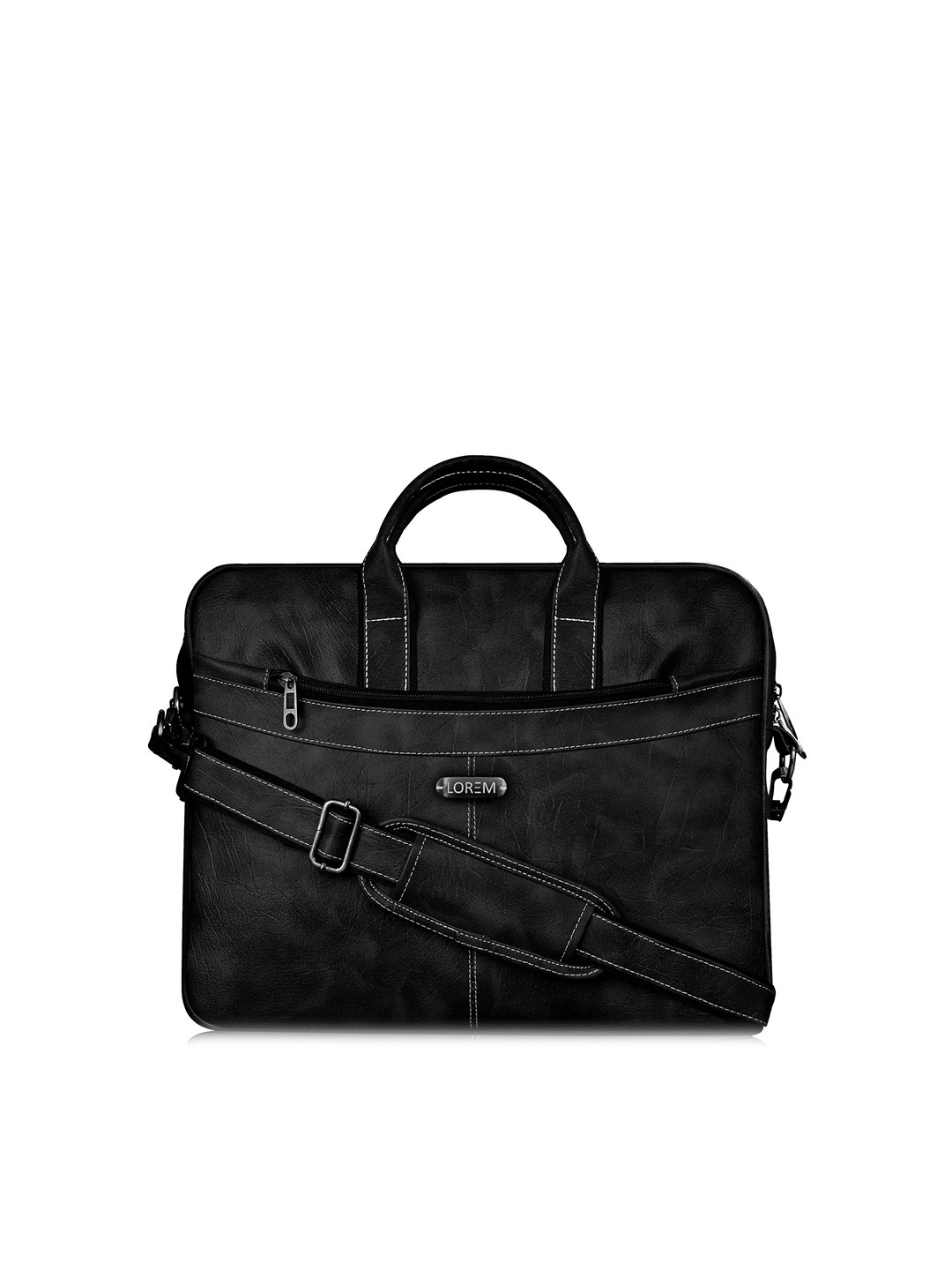 

LOREM Unisex Black Textured Messenger Bag