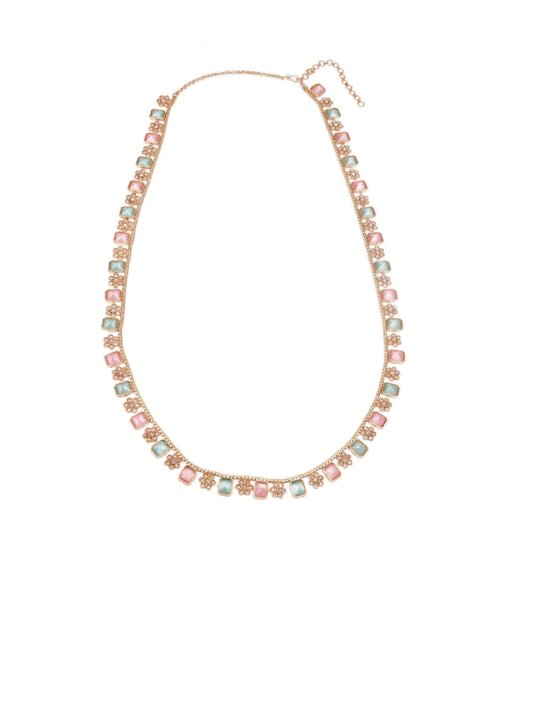 

ODETTE Gold-Toned & Pink Stone-Studded & Beaded Kamarbandh