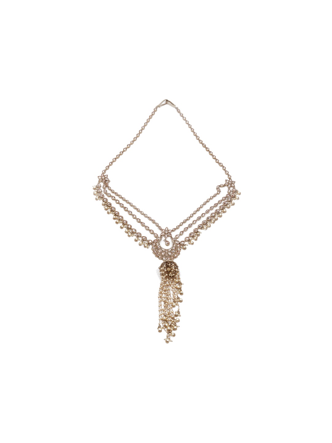 

ODETTE Gold-Toned Stone-Studded & Beaded Kamarbandh