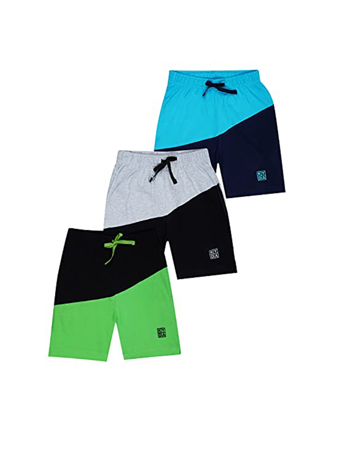 

KYDA KIDS Boys Pack of 3 Black Colourblocked Sports Shorts