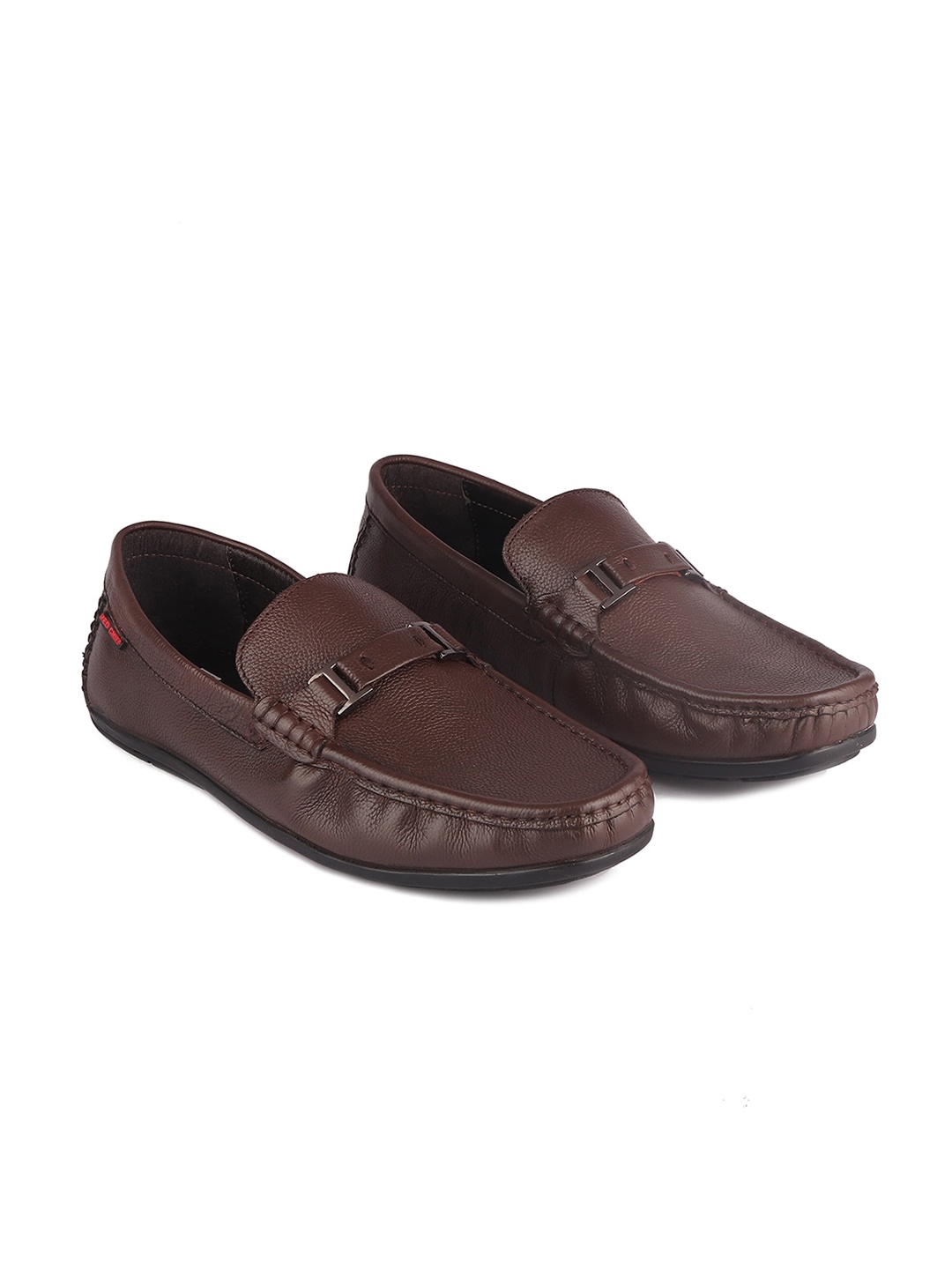 Red Chief Men Brown Textured Leather Formal Loafers