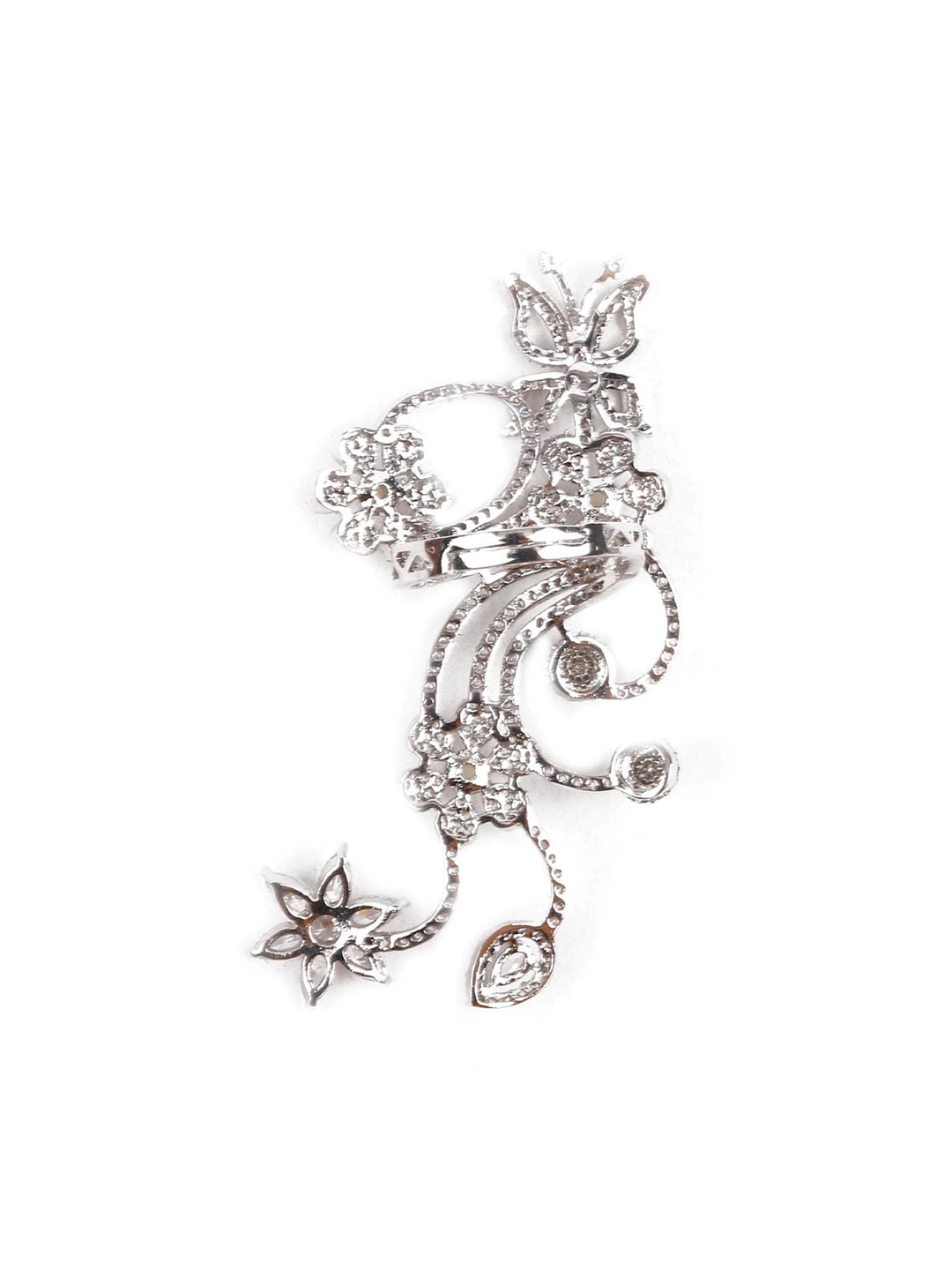 

ODETTE Silver-Toned & White Austrian Diamond Stone Studded Ring