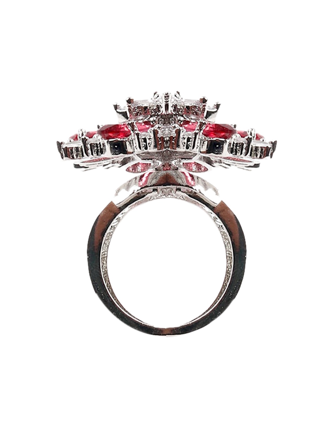 

ODETTE Pink Austrian Diamond-Studded Finger Ring