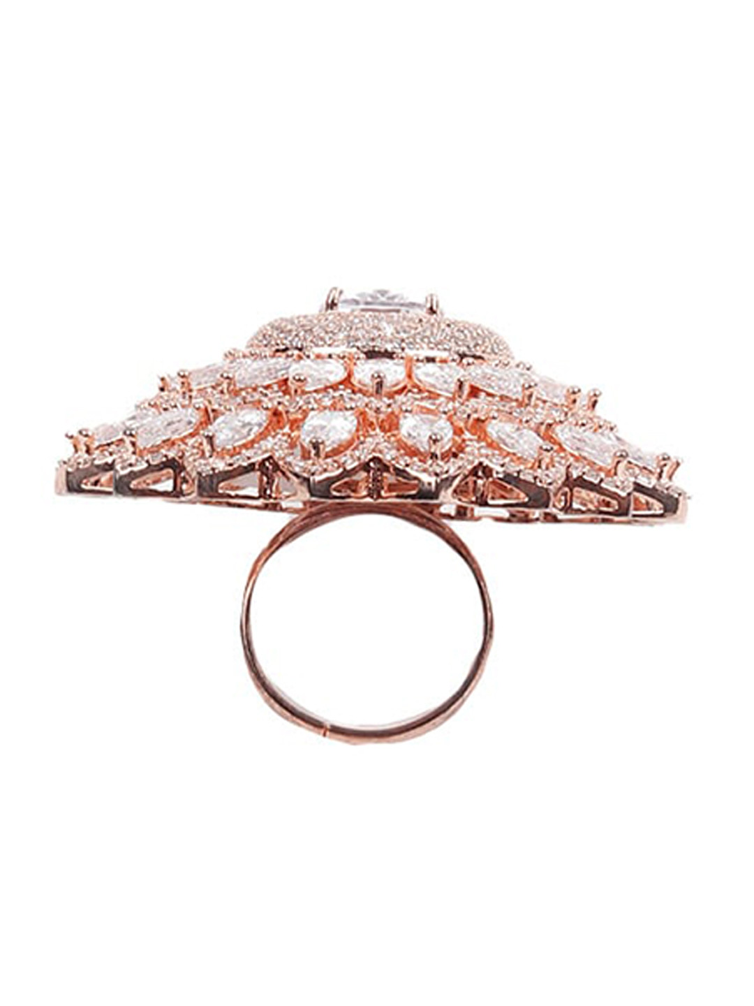 

ODETTE Women Rose Gold-Plated & White Adjustable Finger Ring