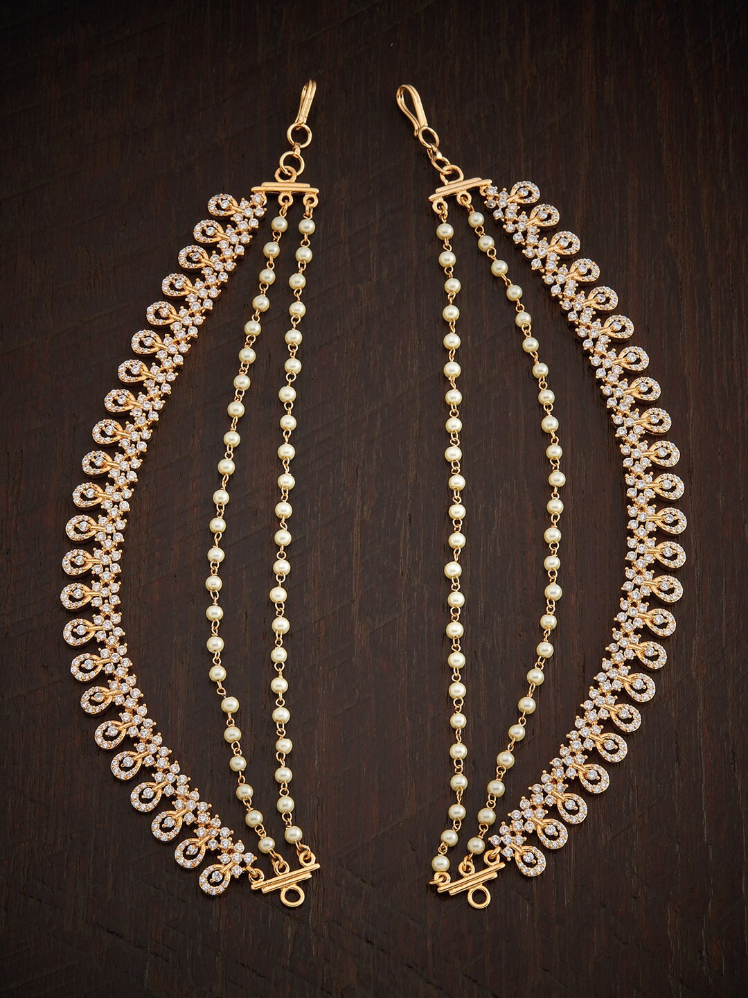 

Kushal's Fashion Jewellery Gold-Toned & White Bridal Matil