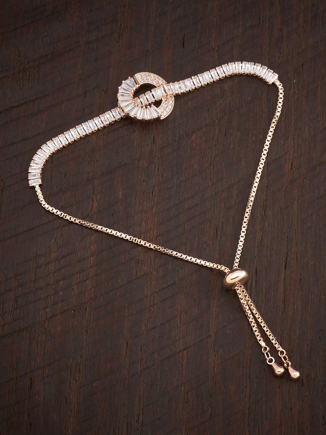 

Kushal's Fashion Jewellery Women White & Rose Gold Cubic Zirconia Wraparound Bracelet