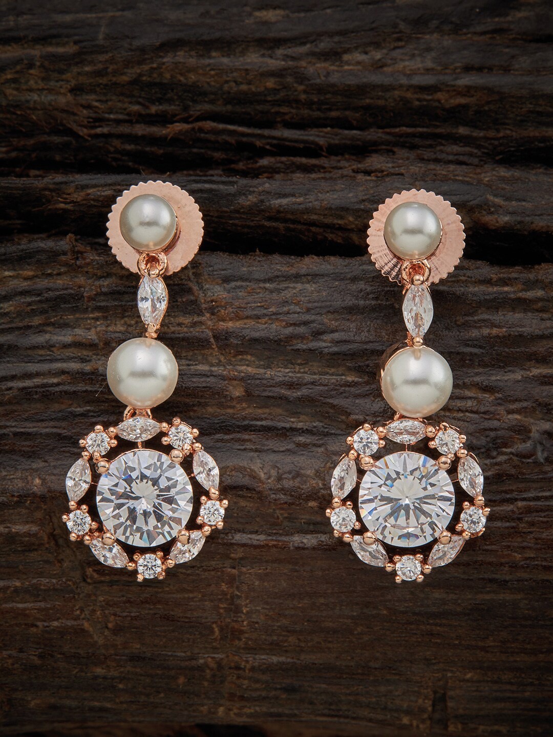 

Kushal's Fashion Jewellery White Circular Drop Earrings