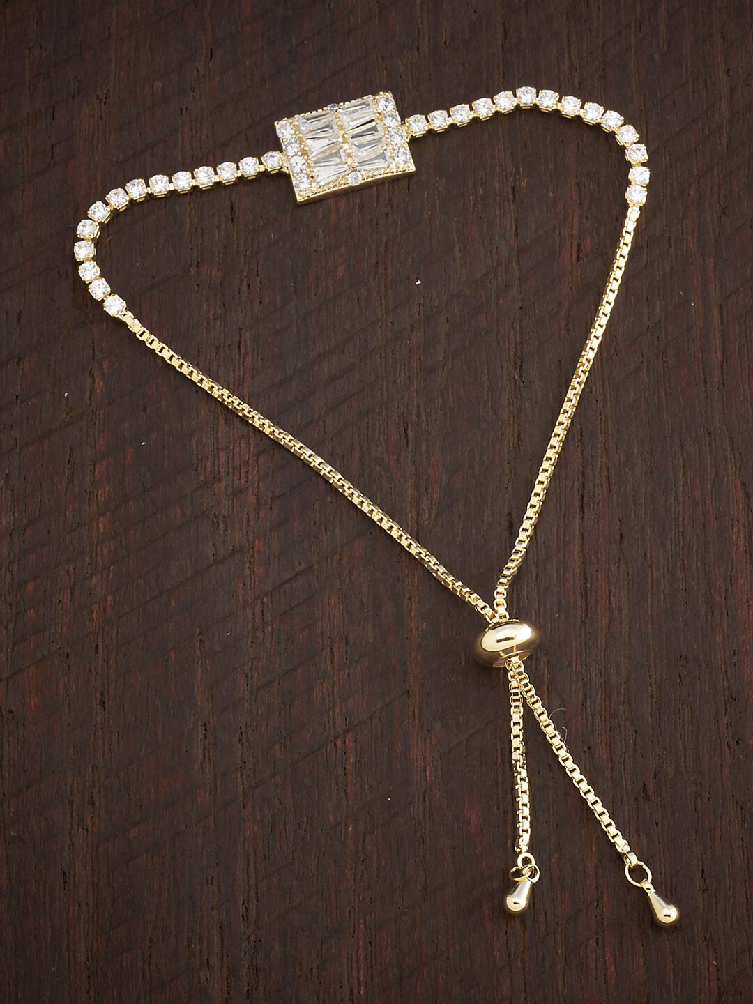 

Kushal's Fashion Jewellery Women Gold-Toned & White Cubic Zirconia Gold-Plated Wraparound Bracelet