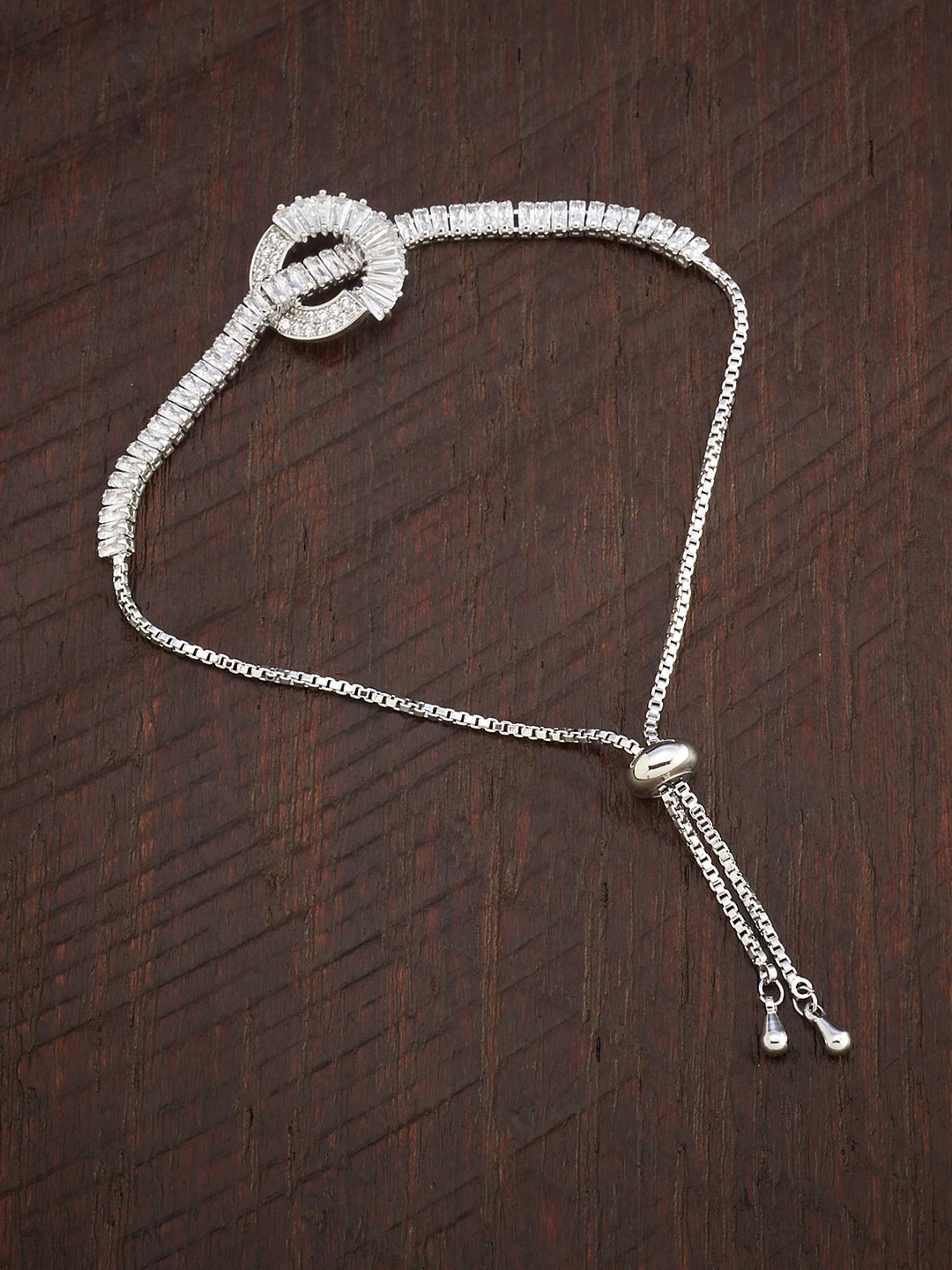 

Kushal's Fashion Jewellery Women White Cubic Zirconia Silver-Plated Wraparound Bracelet