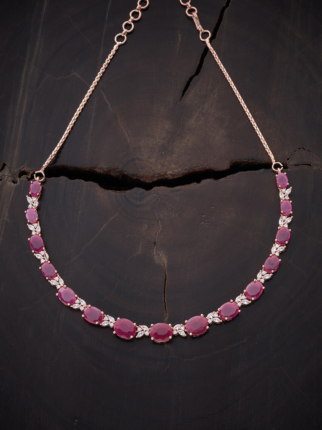 

Kushal's Fashion Jewellery Rose Gold-Toned & Red Copper CZ Rose Gold-Plated Necklace