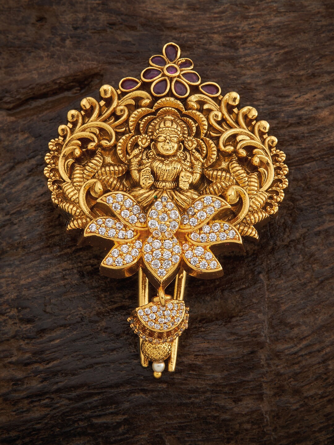 

Kushal's Fashion Jewellery Women Gold-Toned & Red Embellished Hair Accessory Set of