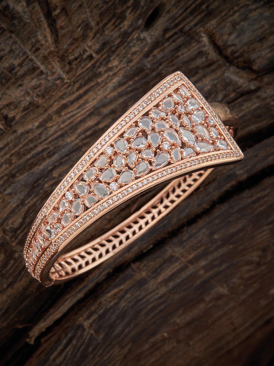 

Kushal's Fashion Jewellery White Rose Gold-Plated CZ Studded Bangle