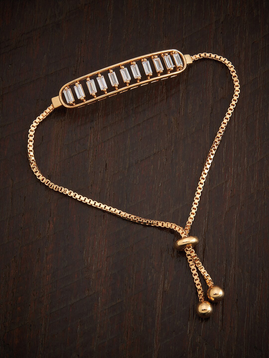 

Kushal's Fashion Jewellery Women Gold-Toned & White Cubic Zirconia Wraparound Bracelet
