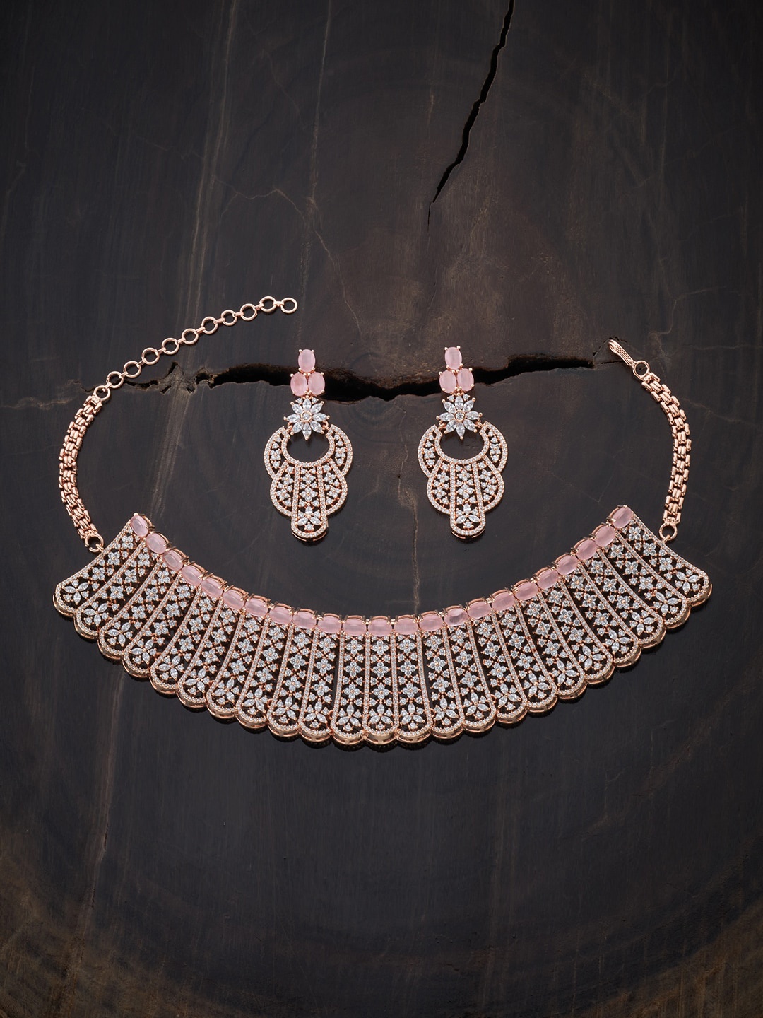 

Kushal's Fashion Jewellery Rose Gold-Plated Pink Jewellery Set