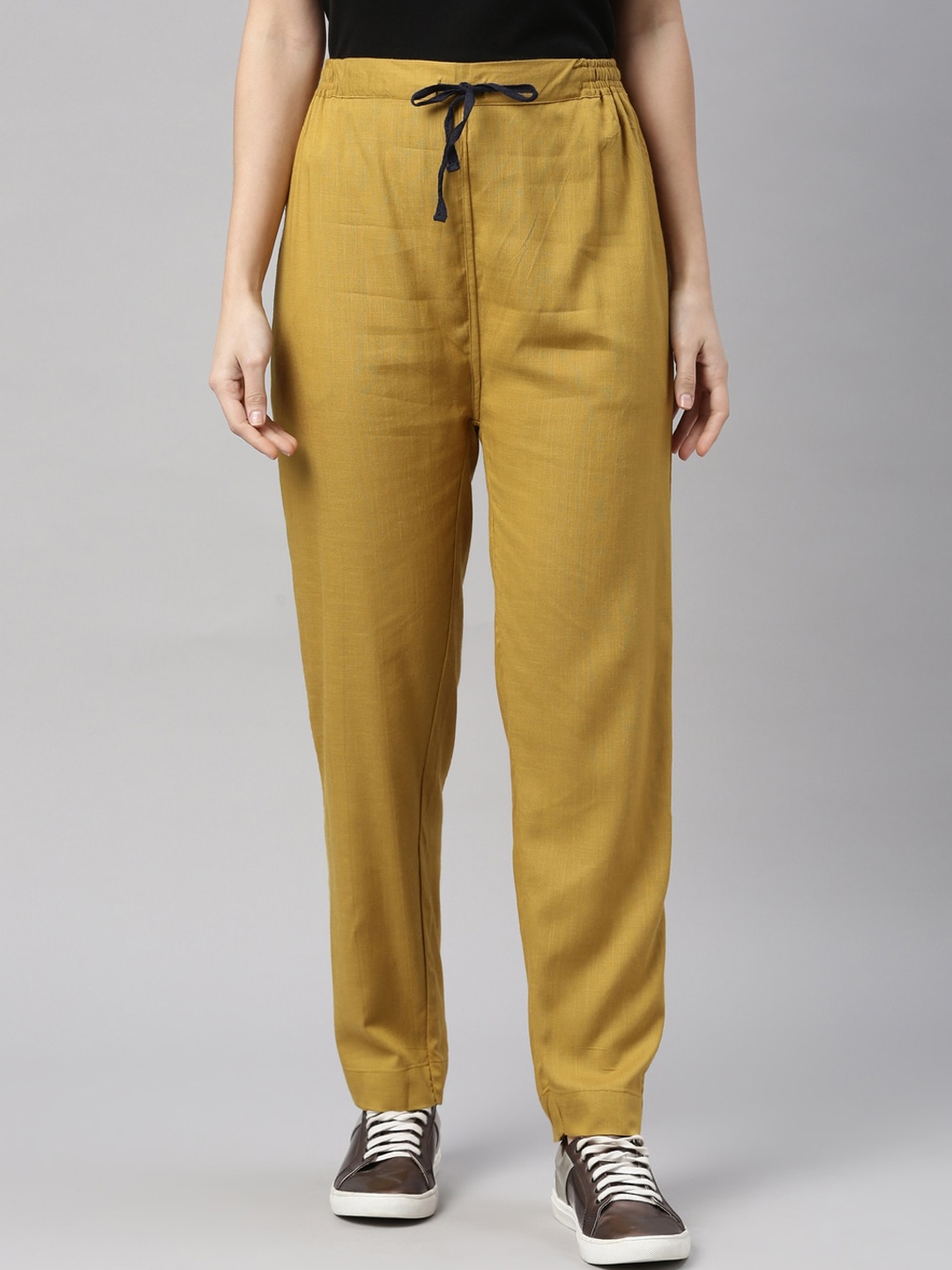 

Kryptic Women Mustard Yellow Slim Fit Trousers